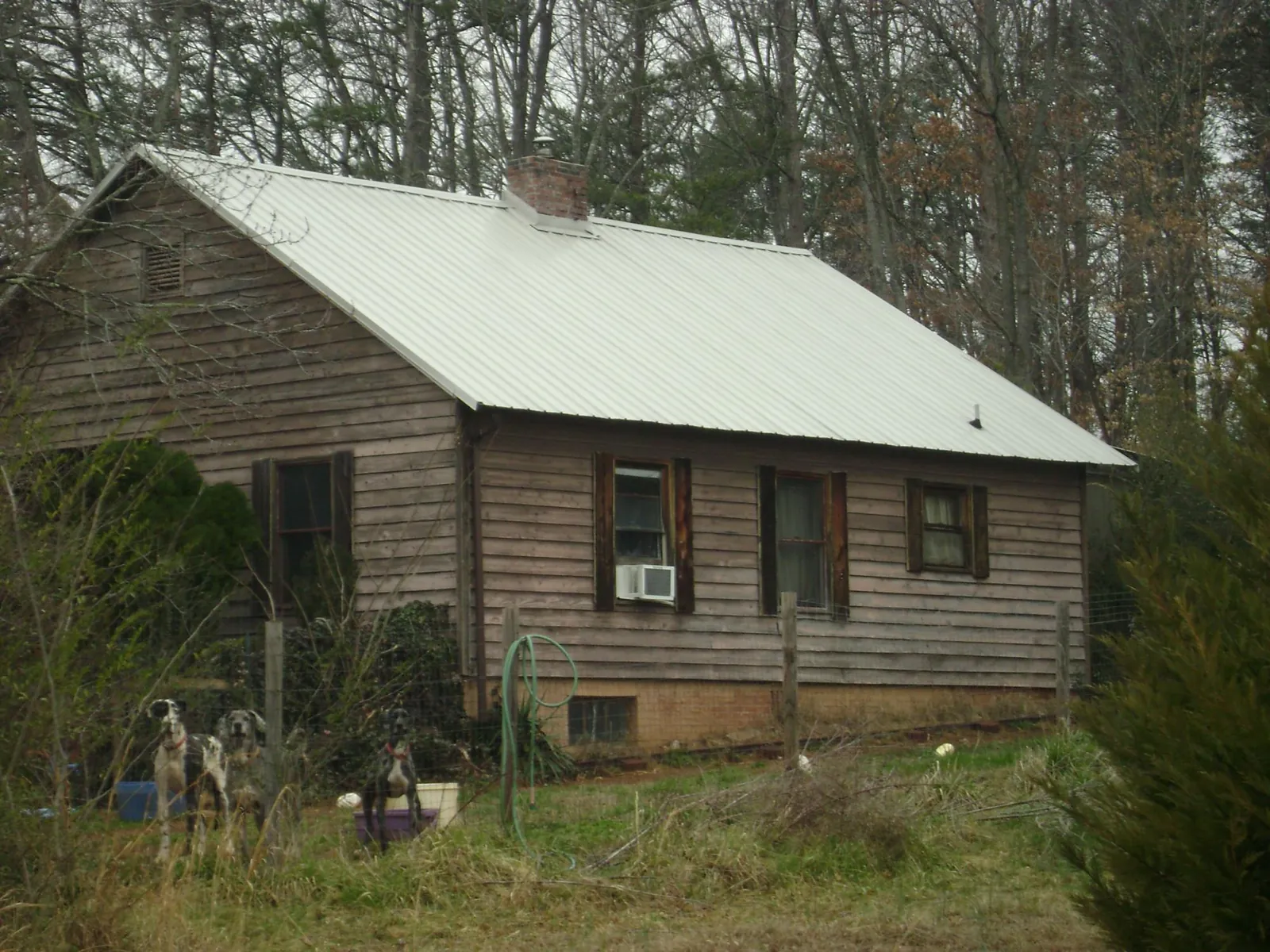 White metal roof on an old wood sided farmhouse, from a Asphalt Shingle Roof Repair job in Leonardsville